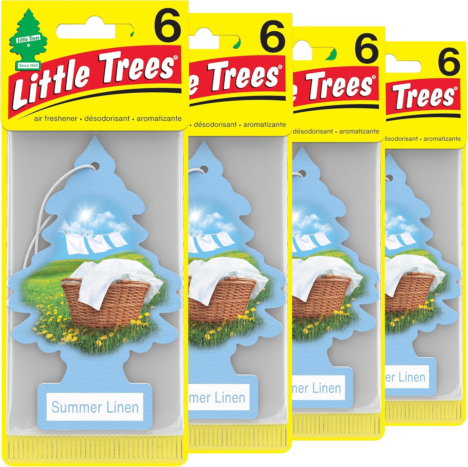 LITTLE Air Fresheners Car Air Freshener. Hanging Tree Provides Long Lasting Scent for Auto or Home. Summer Linen, 24 Air Fresheners (Pack of 6)