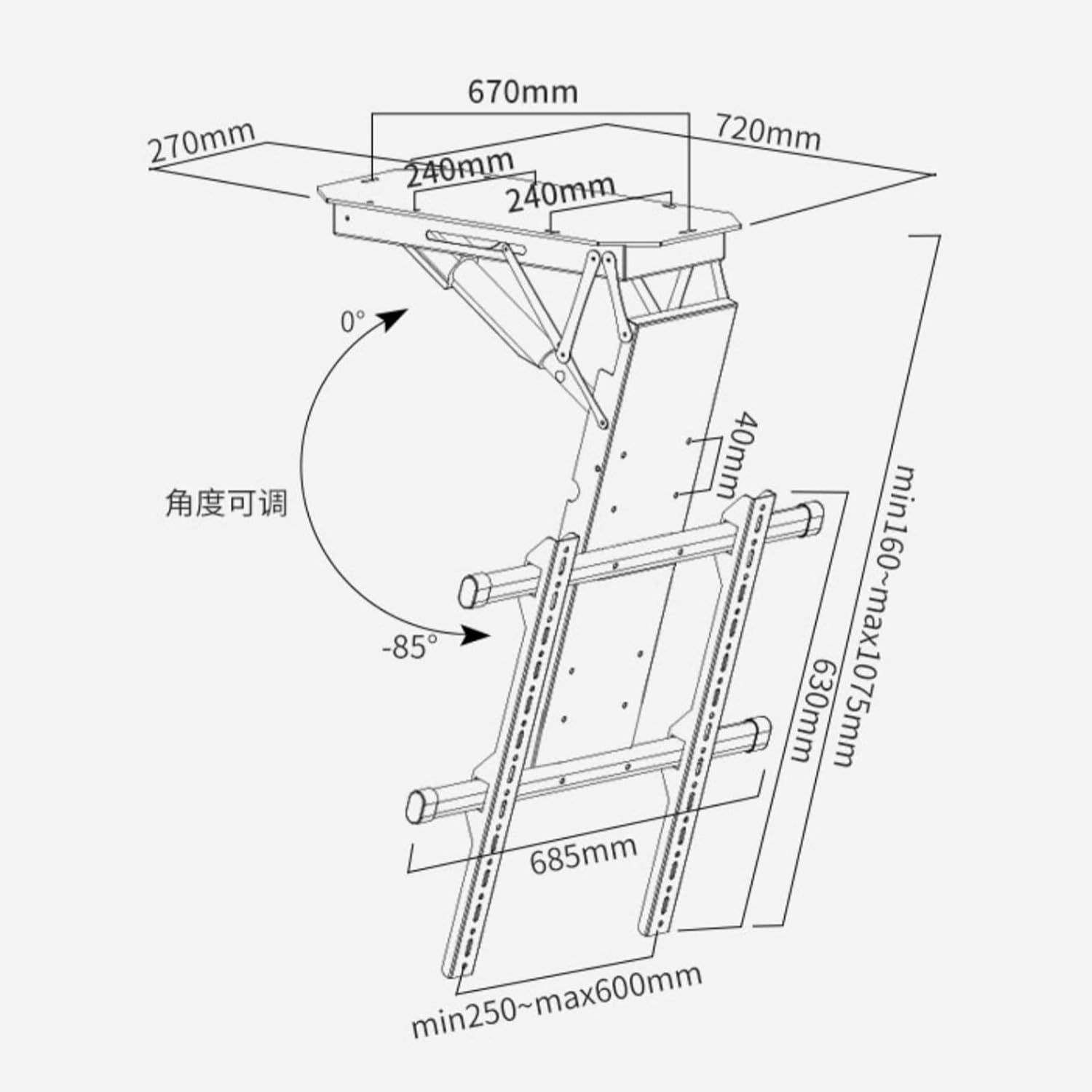 0-85° Flip Down Motorized Tv Mount - TV Wall Mount Motorized Ceiling TV Mount, Hidden Drop Down TV Lift, Monitor Bracket, Remote Control Electric Mounting Bracket, Fits 50-90 Inch TV