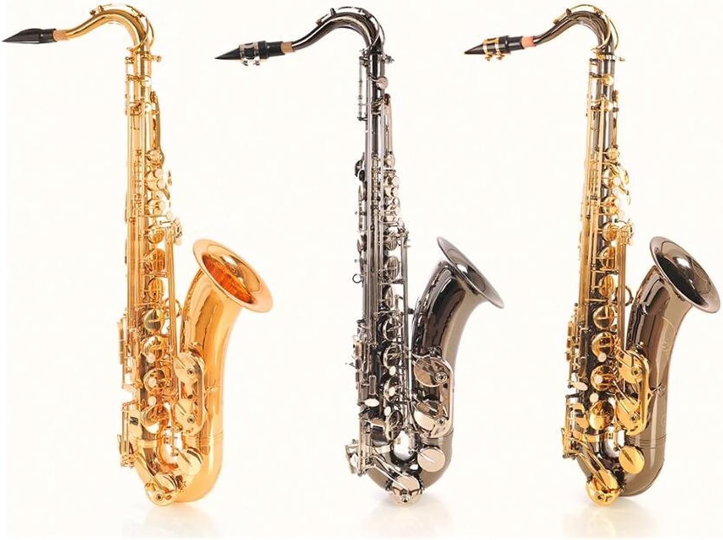 Sax Beginners Kit Bb Tenor Black Nickel Saxophone Instrument B Flat Sax with Case Mouthpiece Accessories Wind Instrument (Color : Gold Lacquer)