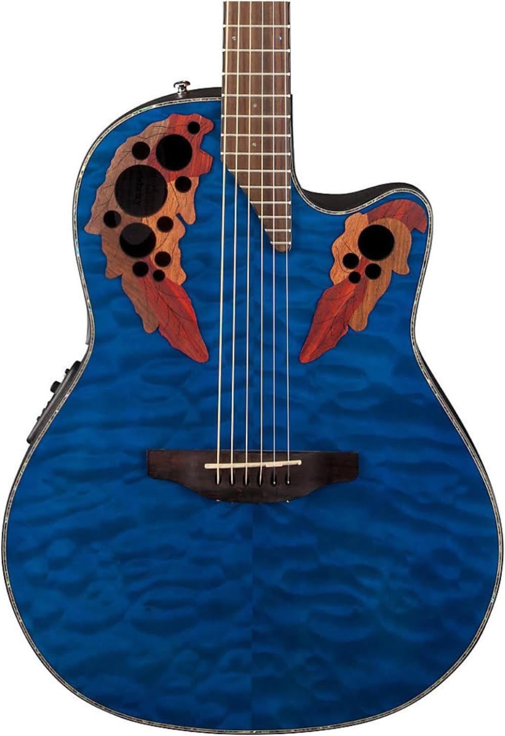 Ovation CE44P-8TQ Celebrity Elite Plus Mid-Depth Transparent Blue Quilt A/E Guit
