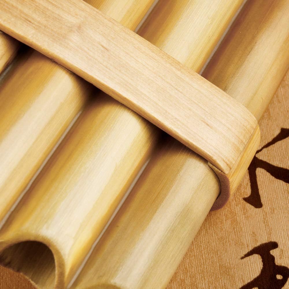 Upscale Romanian Folk Instrument Natural Reed Pan Flute Panpipes G Key Wind Pan flute Flauta Handmade (25 Pipes Right Hand, Wood)