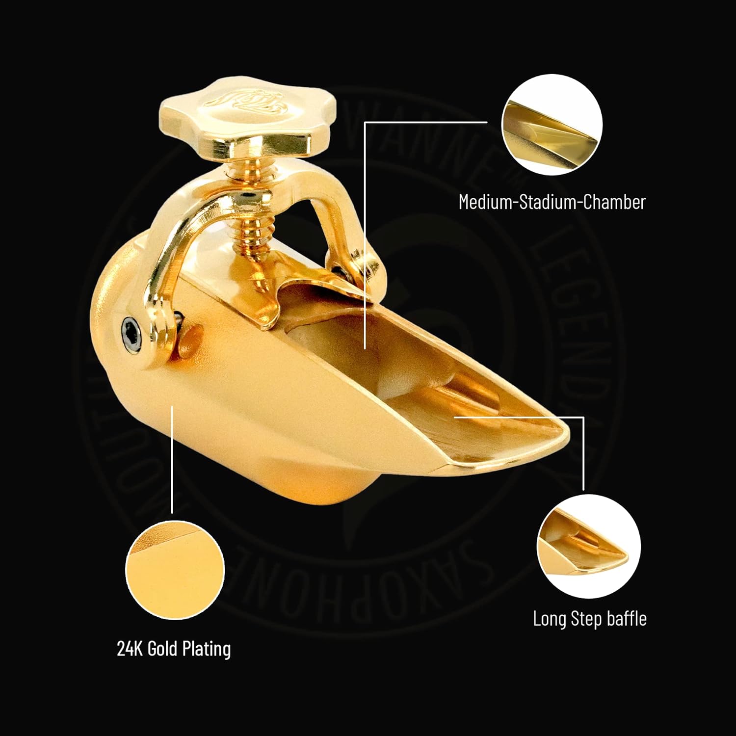 Theo Wanne Vintage Gaia 4 Alto Saxophone Mouthpiece - Roll-Over Shark Gill Baffle - Full, Rich and Fat Traditional Sound – Large Stadium Chamber - Includes Reed Replacer Cap