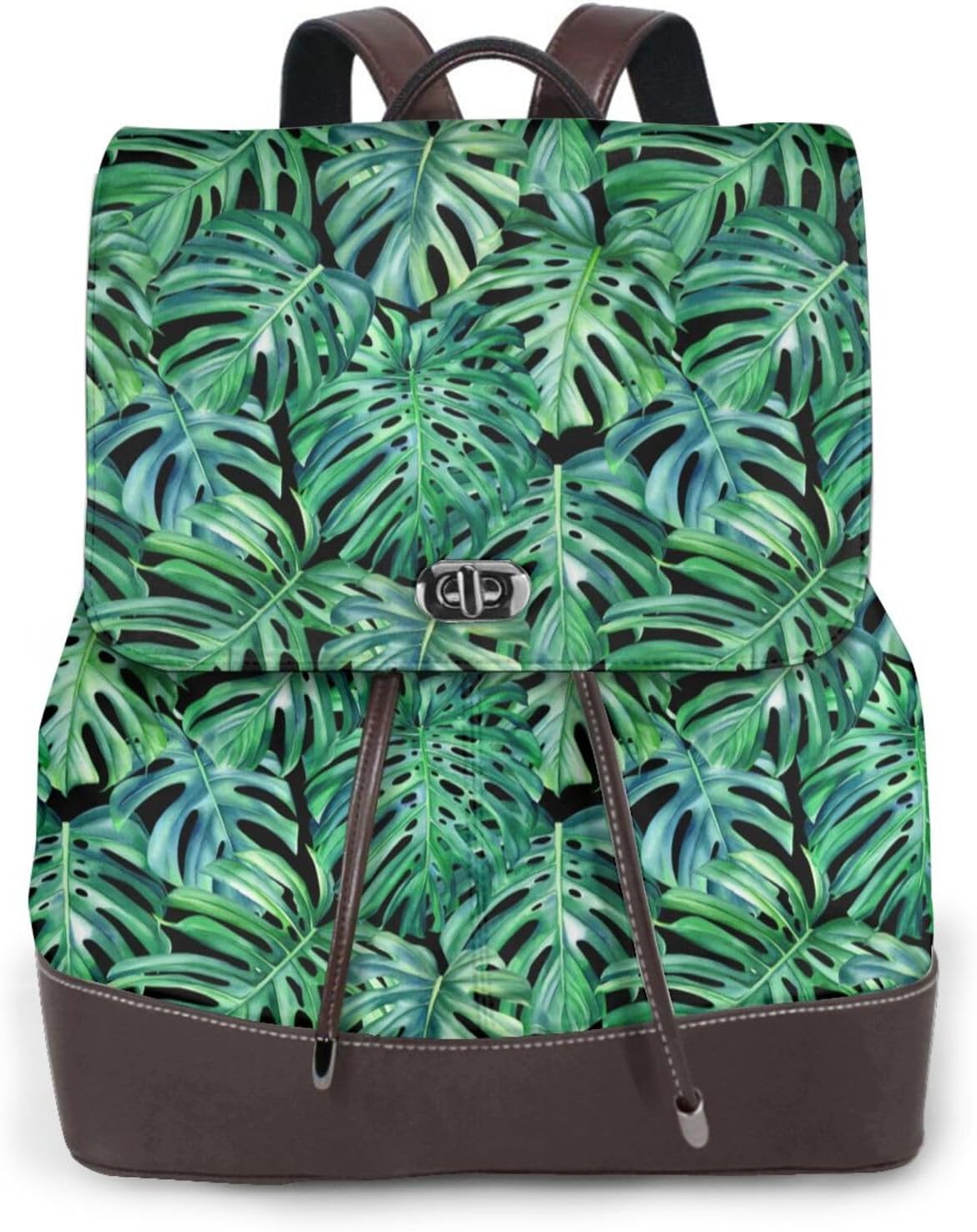 Monstera Leaves for Womens Backpack Purse Microfiber PU Anti-theft Large Fashion Designer Travel Bag Ladies Shoulder Bags
