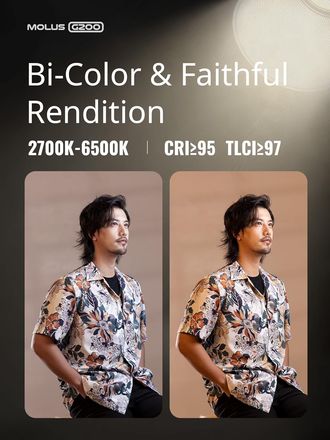 ZHIYUN Molus G200 [Official] 200W COB Video Light, Portable Continuous Output Lighting,2700-6500K 9460 lux@1m, LED Photography Lighting with Bowens Mount, APP Control, Ultra Quiet for Video Recording