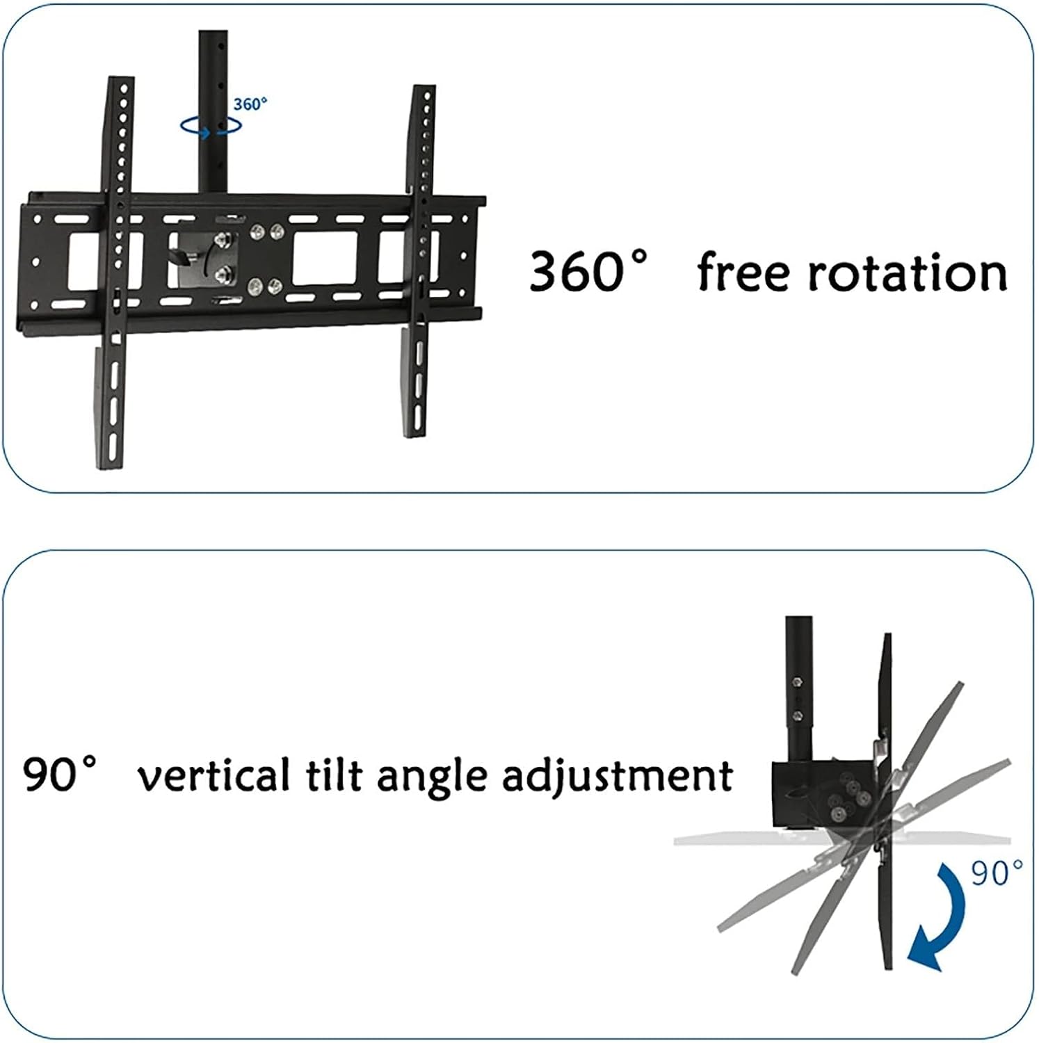 Ceiling TV Mount Stand - Tv Wall Mount Ceiling TV Mount Bracket, Full Motion 360 Deg Rotation Tilt Swivel TV Mount, Fits 40-80inch LED Screen Display, Can 90° Flip Down TV Stand,0.651.05m