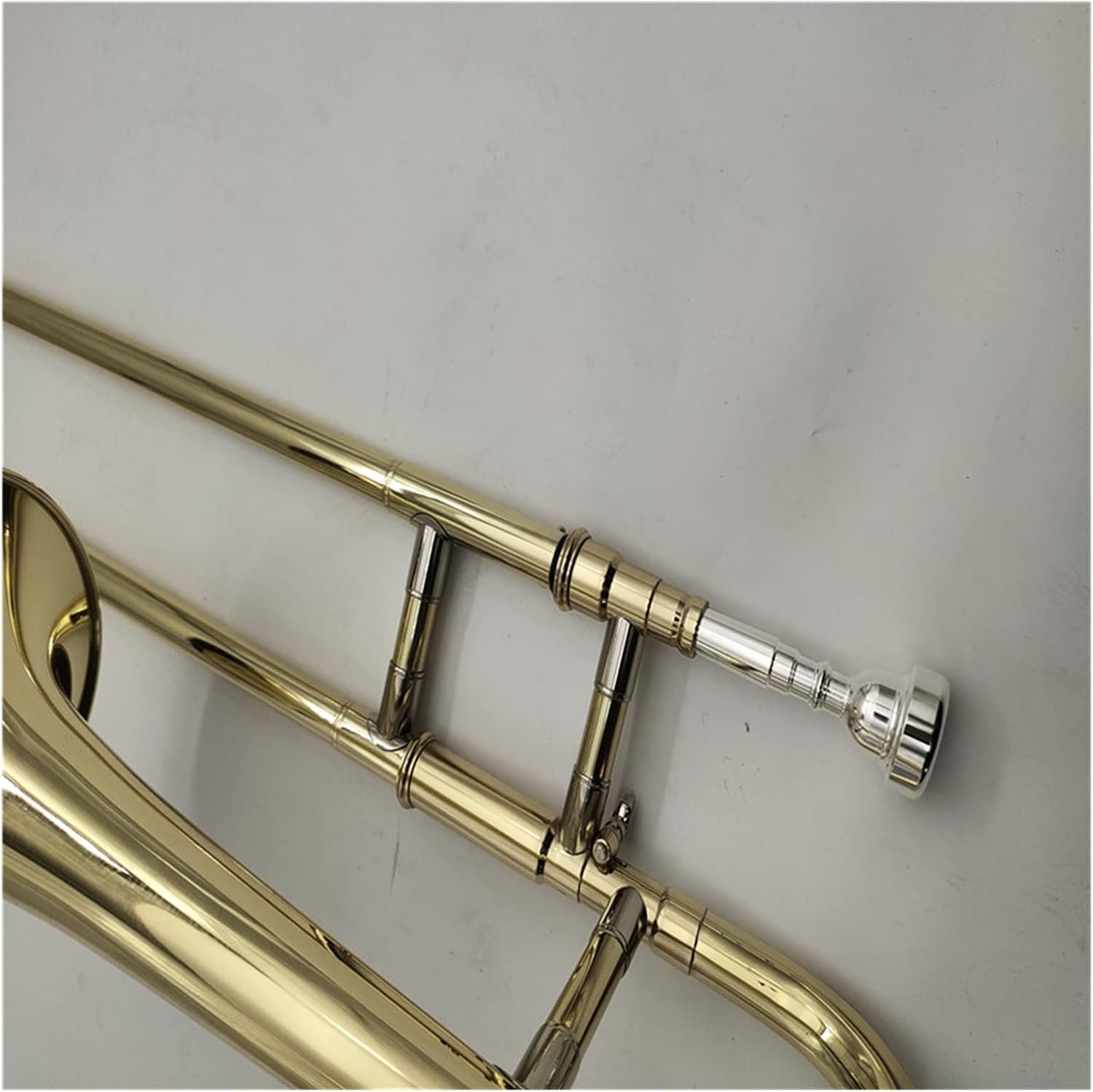 FLFL Student Trombone B Flat Trombone Brass Plated with Case Gloves Wind Instruments