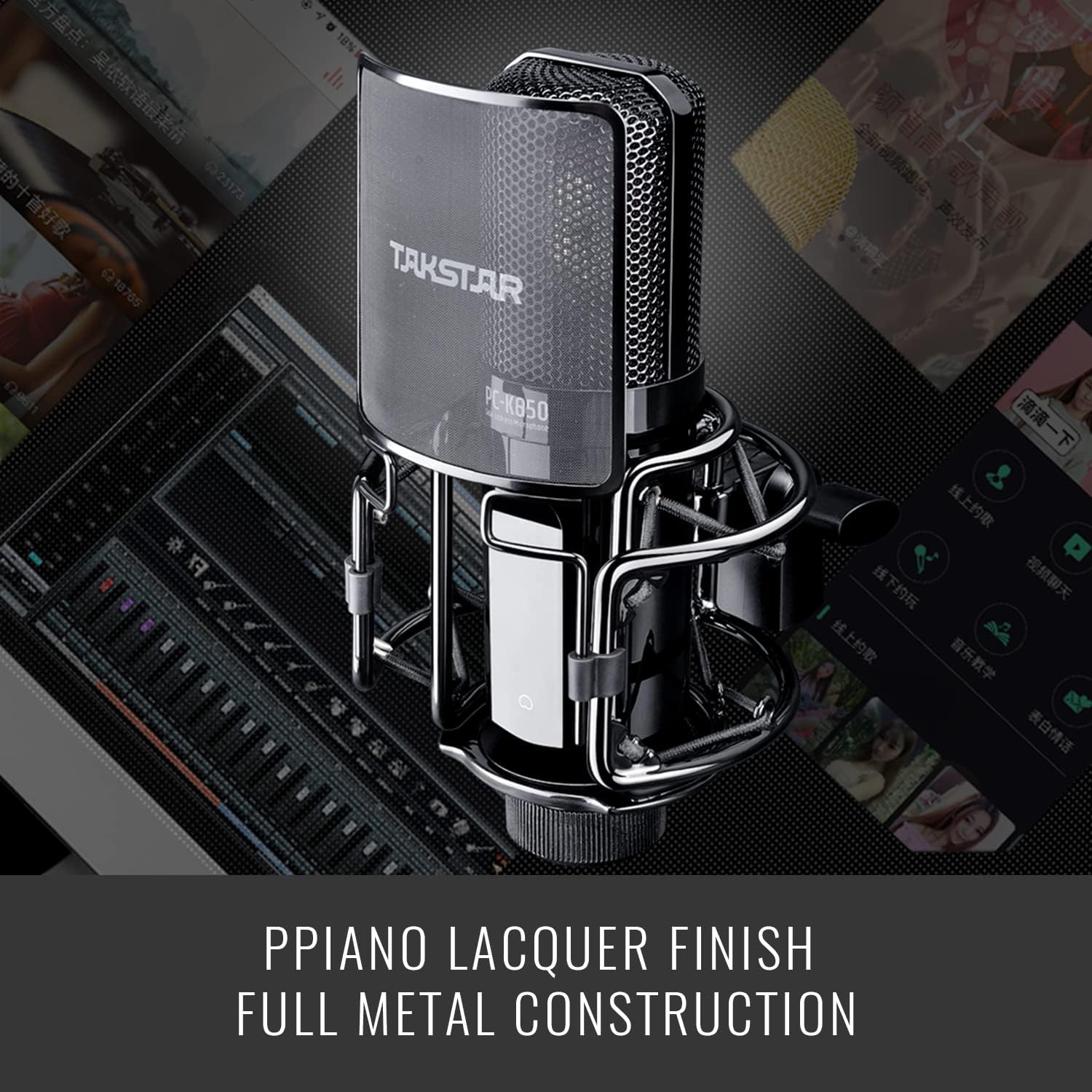 TAKSTAR XLR Condenser Microphone with 34mm Gold-Plated Large Diaphragm, High Sensitivity Cardioid Studio Mic for Recording, Podcasting, Streaming, Voice Overs, Singing, Gaming (PC-K850)