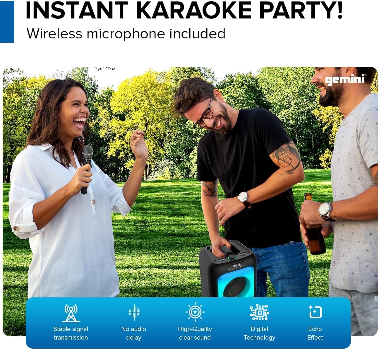 Gemini 200W Portable Bluetooth Party Speaker with Dual 6.5