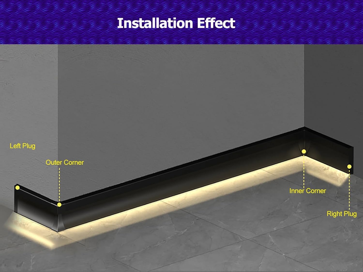 Aluminum Channel Baseboard 2.5 M Length 12 CM Height Aluminum Channel Baseboard for Wall Corner, Wall Mount LED Channel with Cover, Aluminum Channel System for Bedroom Kitchen Home Theater