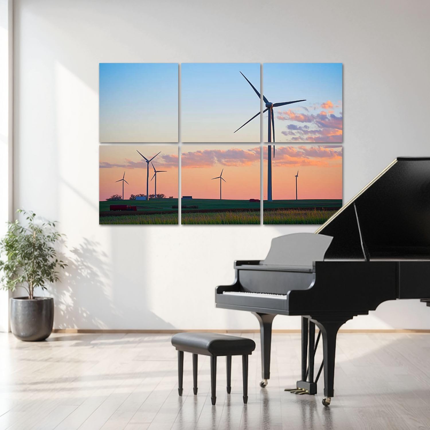 6 Pack Art Acoustic Panels Kansas Wind Farm sunset Sound Absorbing Panel 48
