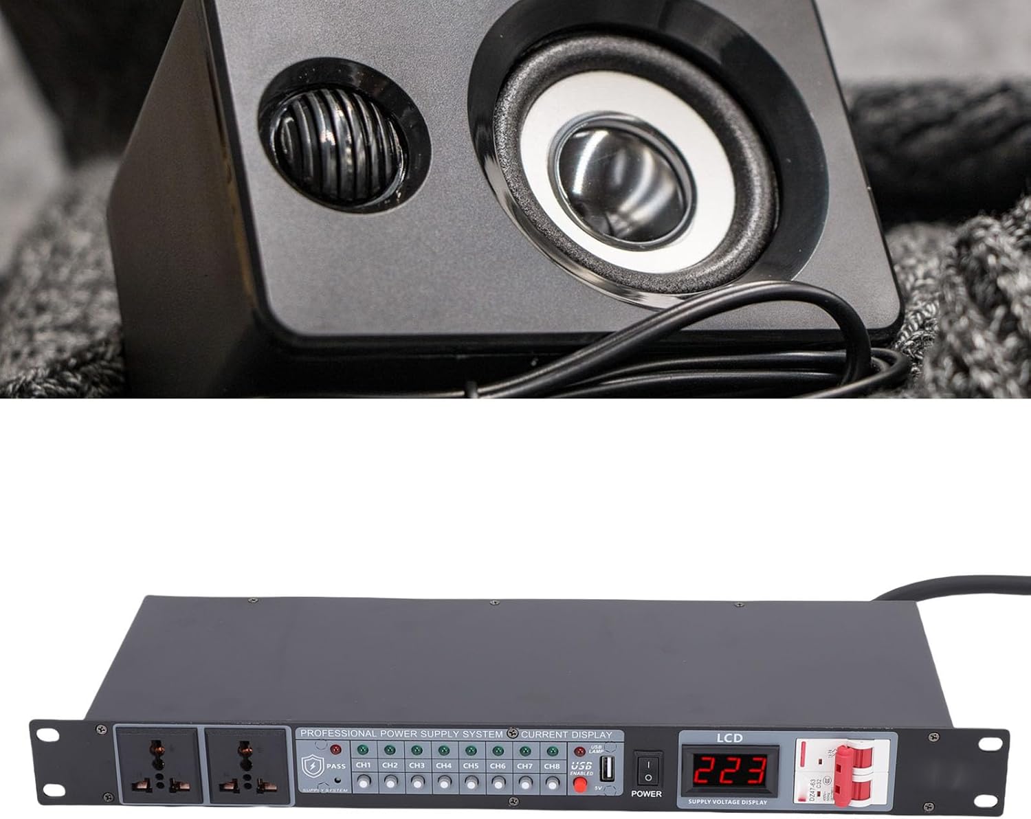 Asixxsix Power Sequencer Conditioner 10 Outlet, Rack Mount Audio Digital Power Supply Controller Regulator with Real Time Voltage Display and Delay Switch for Home Theater Stage (US Plug)