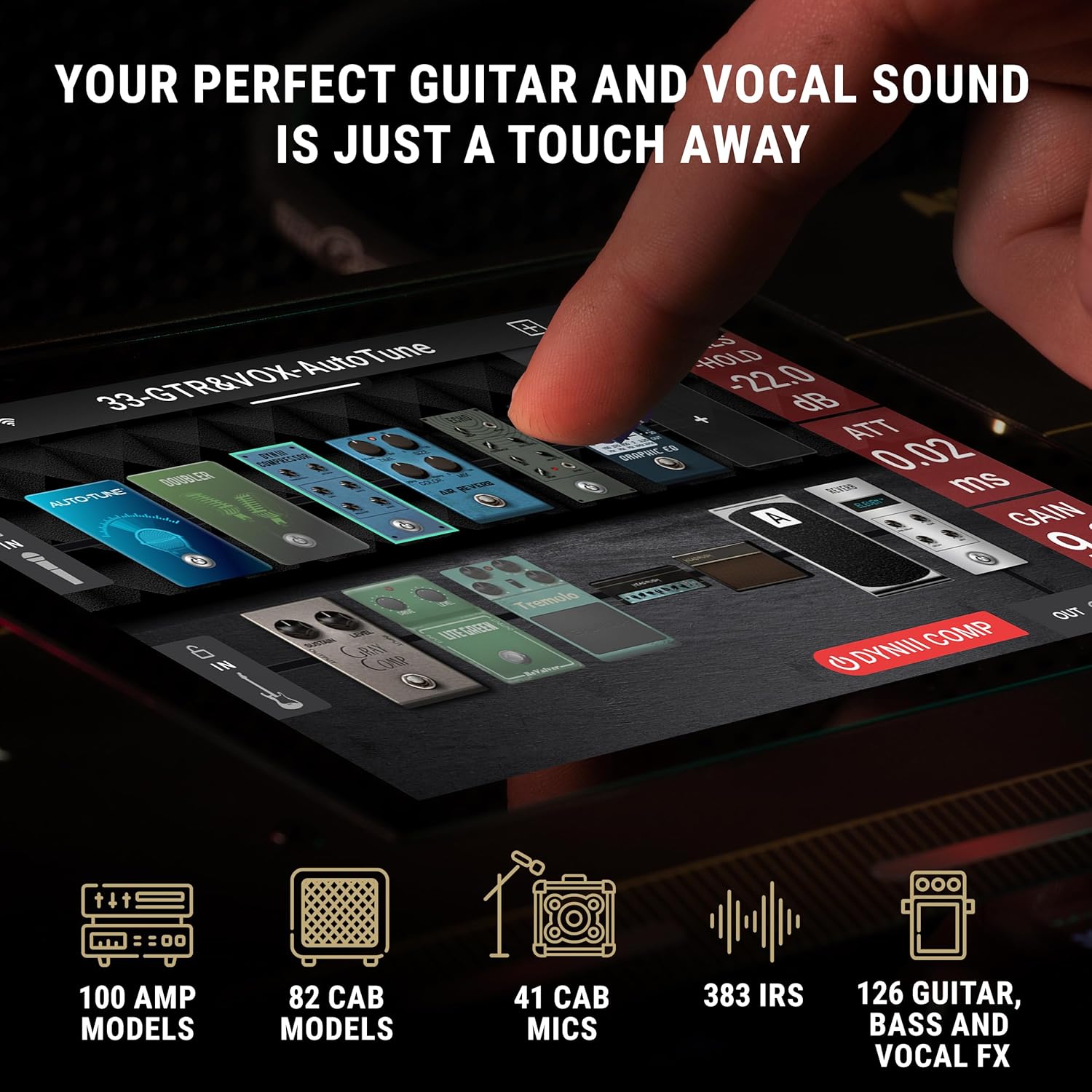 HeadRush Prime - Guitar and Vocal Multi Effects Pedal and Amp Modeling Processor with Amp Cloner, Antares Auto-Tune, WiFi, Touchscreen, Looper and Bluetooth