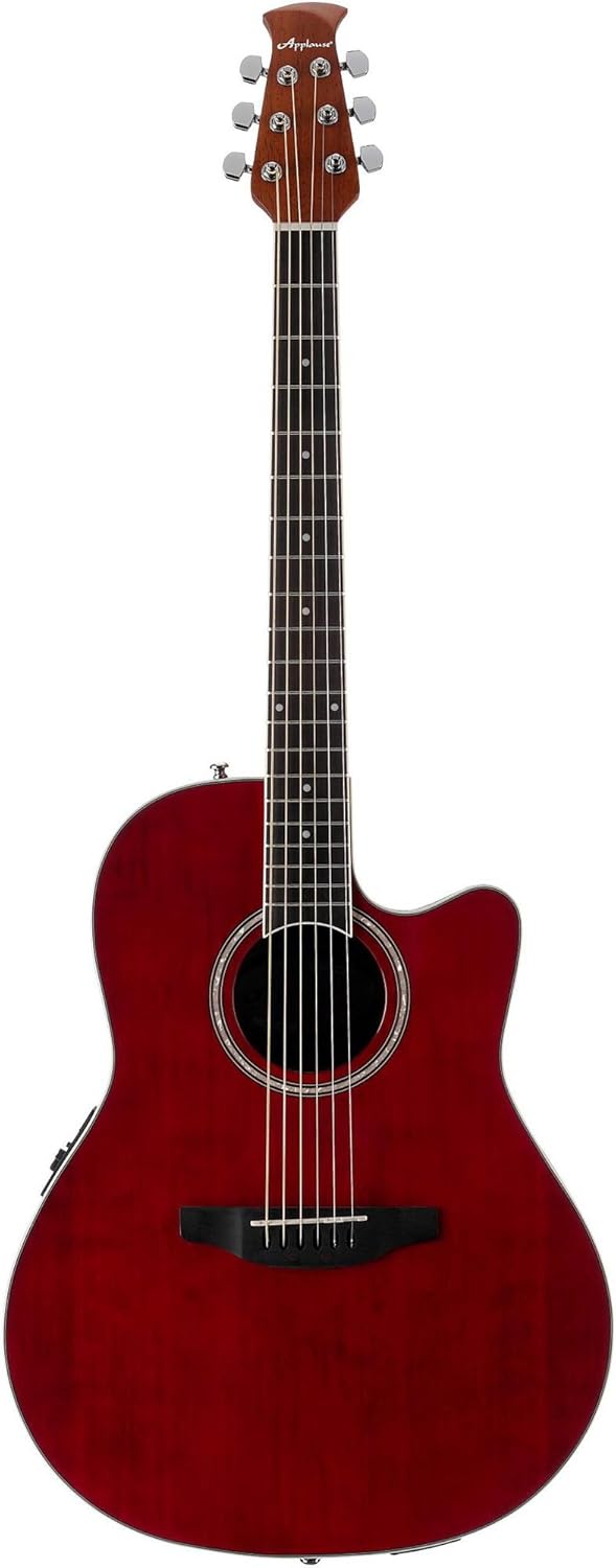 Ovation Applause Standard 6 String Acoustic-Electric Guitar, Right Mid-Depth, Ruby Red AB24II-RR