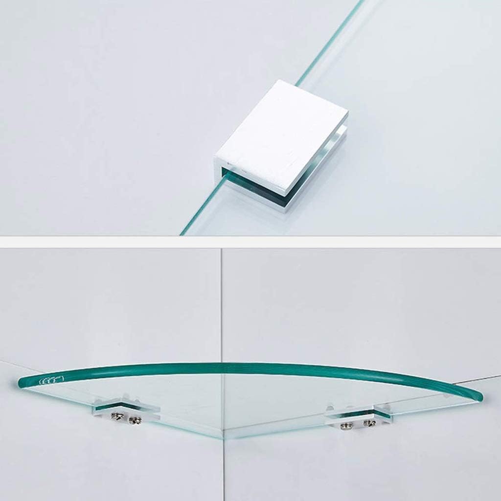 Lavatory Bathroom Tempered Glass Corner Shelf 8MM-Thick Wall Mount Triangular Space Aluminum (Size : 18cm) (24cm)