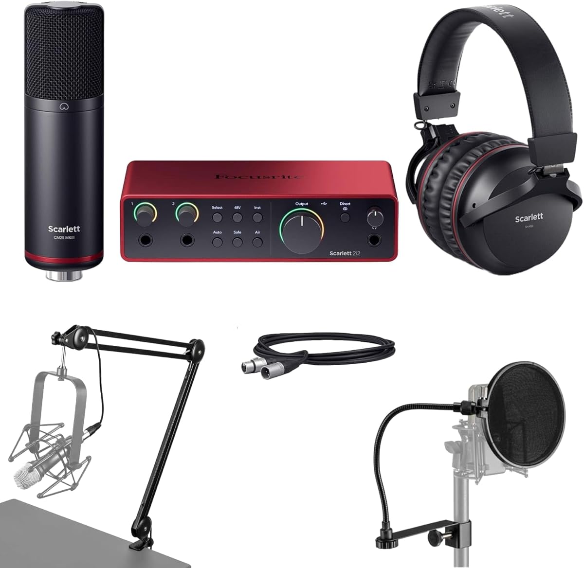 Focusrite Scarlett 2i2 Studio 3rd Generation USB Interface - Bundle With, Samson 28