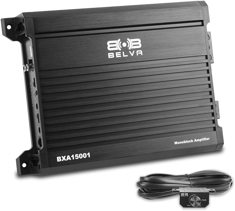 Belva BXA15001 1500W Peak BX-Series 2-Ohm Stable Class-A/B Monoblock Car Audio MOSFET Amplifier with Remote Subwoofer Level Control