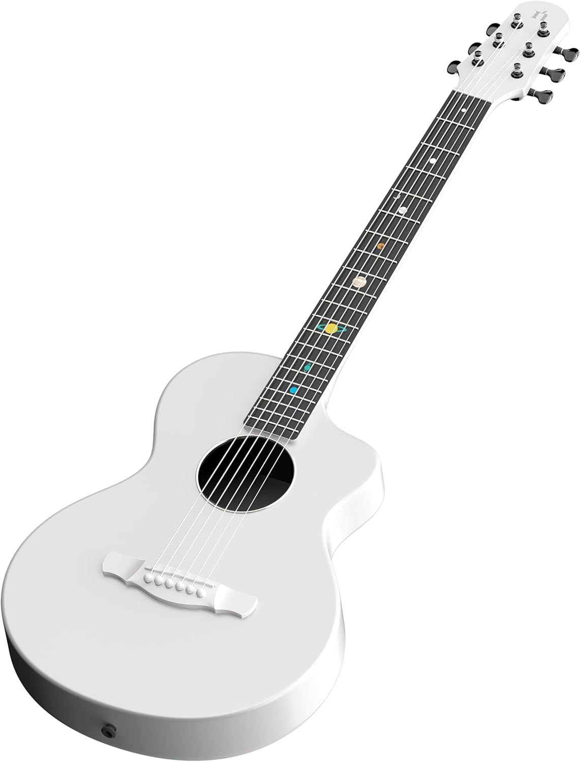 Natasha Carbon Fiber Acoustic Guitar, 38-inch Steel-string Guitarra,Durable 6-string Ultra-thin Guitar for Beginners (White)