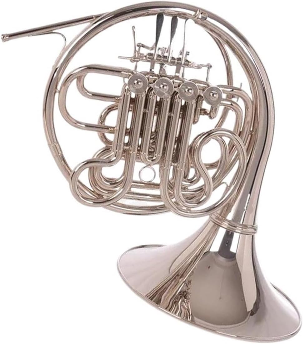 Brass French Horn French Horn Four-key B/f Tone Nickel Plated Musical Instrument With Mouthpiece Case