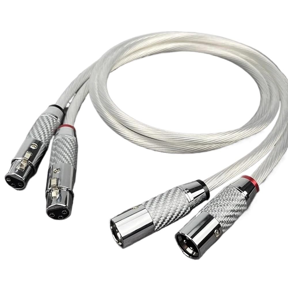 OCC Silver Plated Audio Cable with Carbon Fiber XLR Plug 3 Pin XLR Connectors Microphone Balance Audio Cable(X420XR1802,1m)