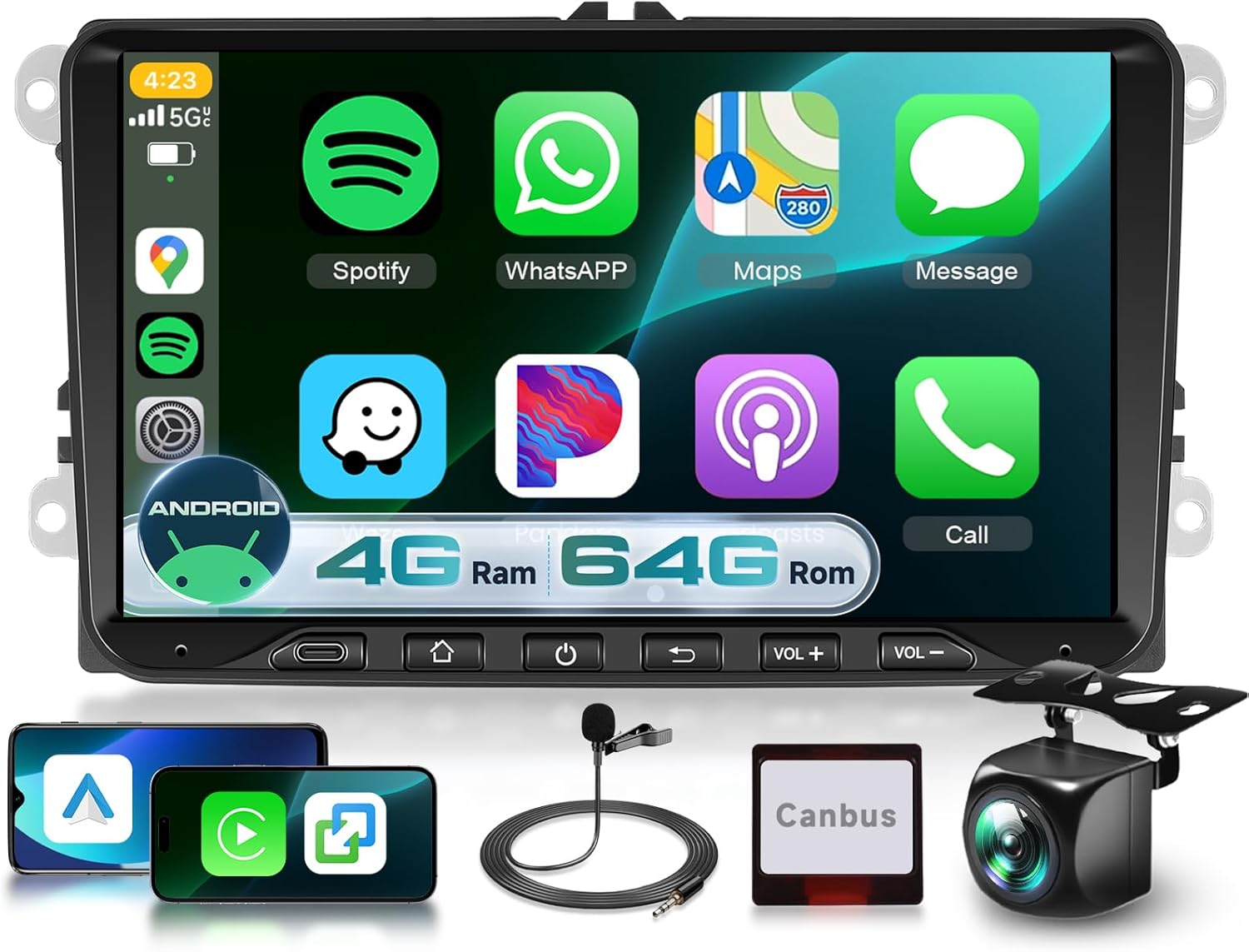 4G+64G Car Radio for VW Passat Jetta Tiguan Golf MK5 MK6 T5 EOS Polo 9