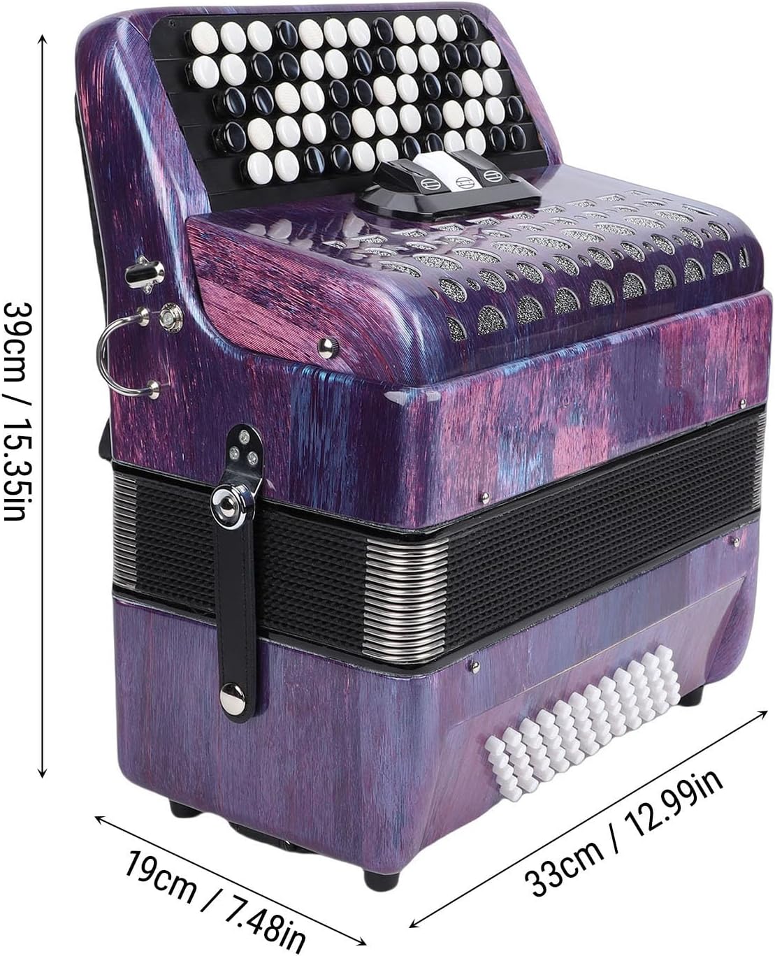 Diydeg Button Accordion, 62 Key 60 Bass Button F B E Tuning Accordion Chromatic Professional Diatonic for Beginners Professionals