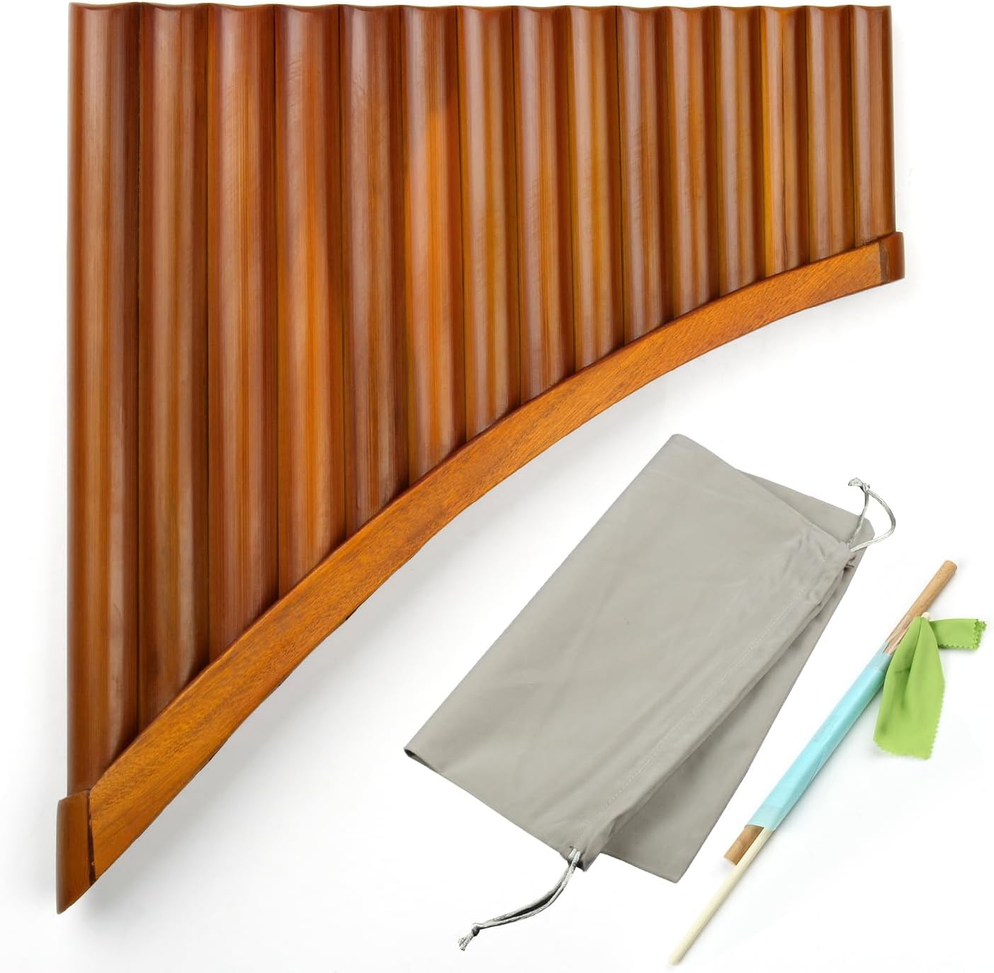 15 Pan Pipes Brown Flat Pan Flute G Key Chinese Traditional Musical Woodwind Instrument Pan Flute