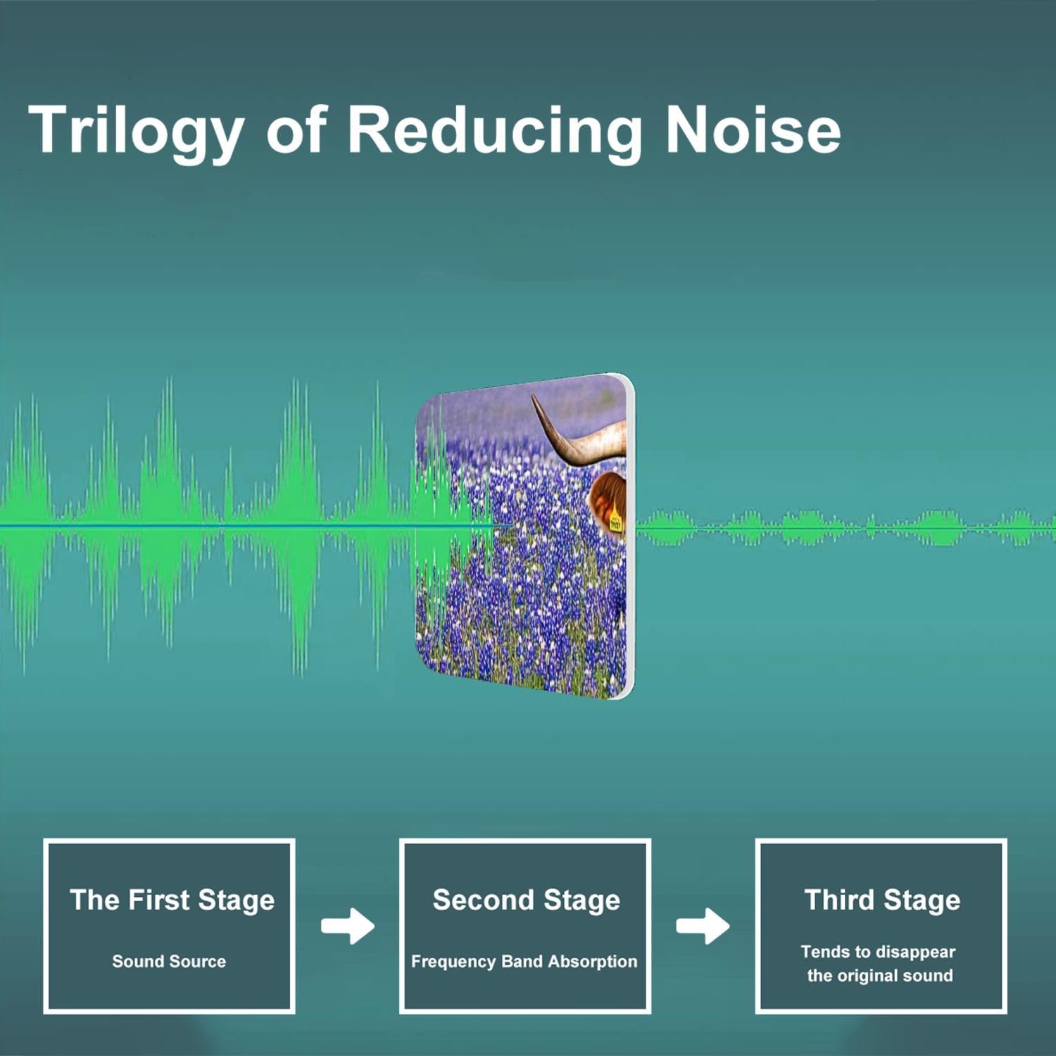 Art Acoustic Panels Self Adhesive Texas longhorn cattle bluebonnets 9 Packs Decorative Soundproof Wall Panels Large Sound Absorbing Panels for Home Office 60