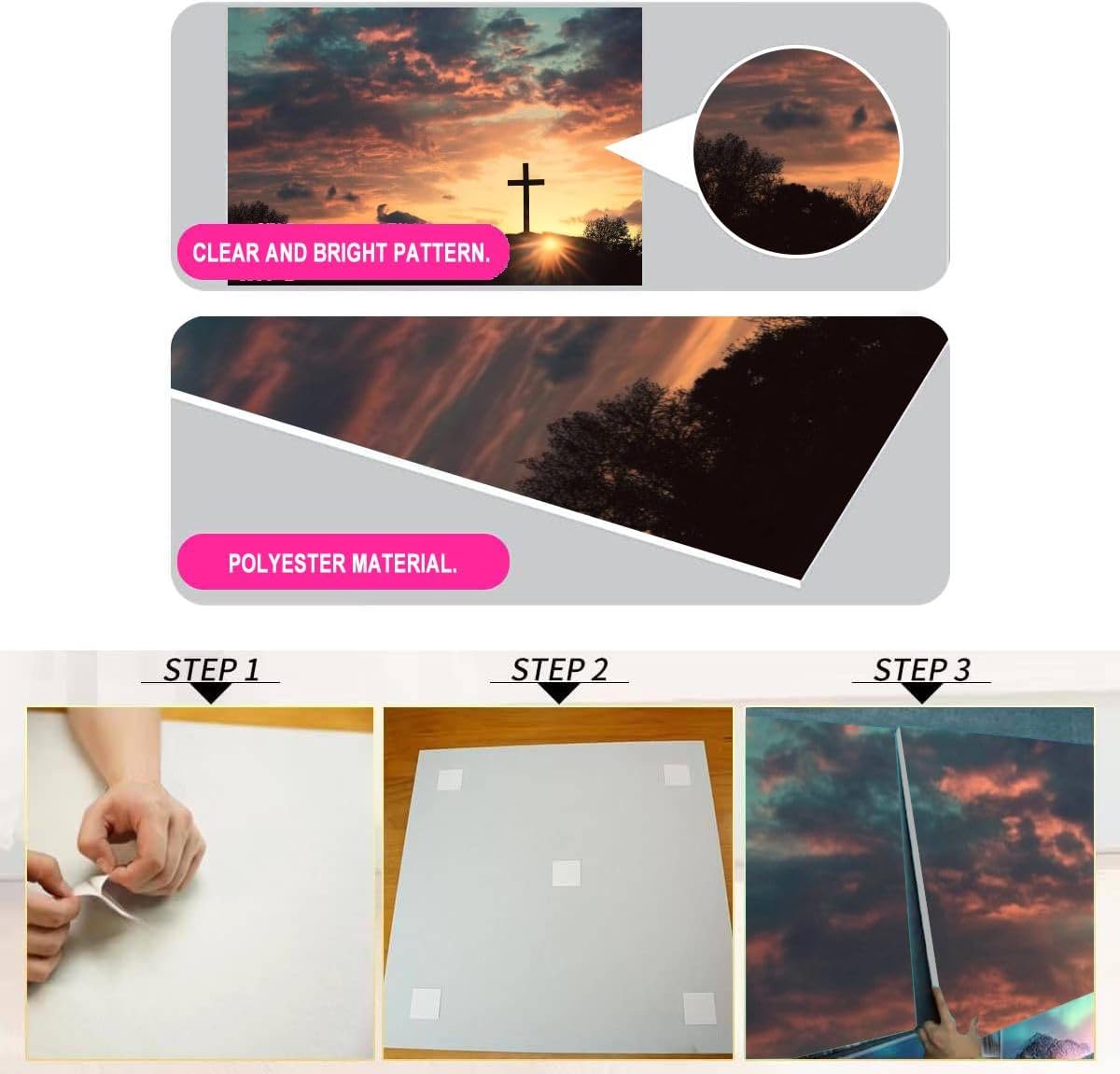 Art Acoustic Panels Self Adhesive Easter Crucifixion scene three 6Packs Decorative Soundproof Wall Panels Large Sound Absorbing Panels for Home Office 48