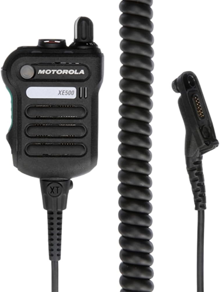 Motorola Solutions PMMN4106CBLK APX XE500 Remote Speaker Mic with Five Integrated Microphones and Adaptive Audio Engine, IP 68 Rating, and Extreme Heat Resistant Temp Cable