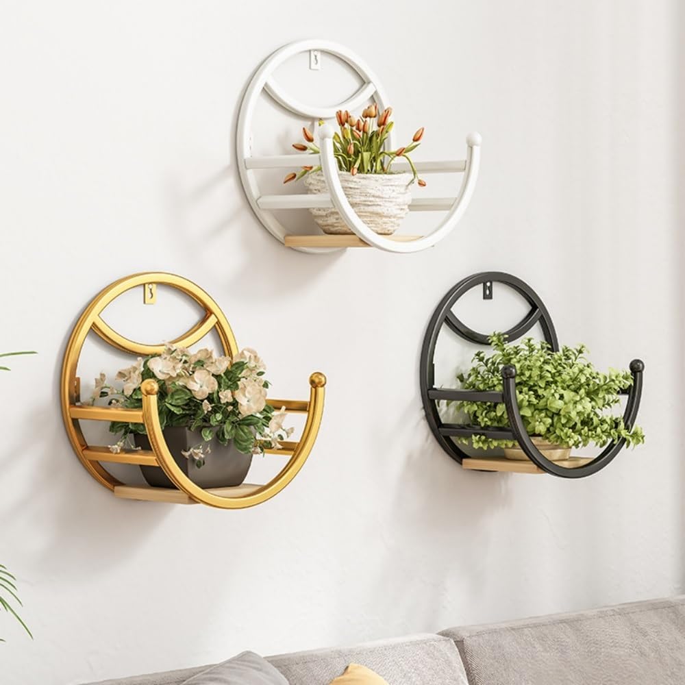 Wall-mounted Hanging Flower Stands Set of 3, Metal Corner Display Racks Decorative Plant Holders for Living Room, Bedroom, and Study(5.9