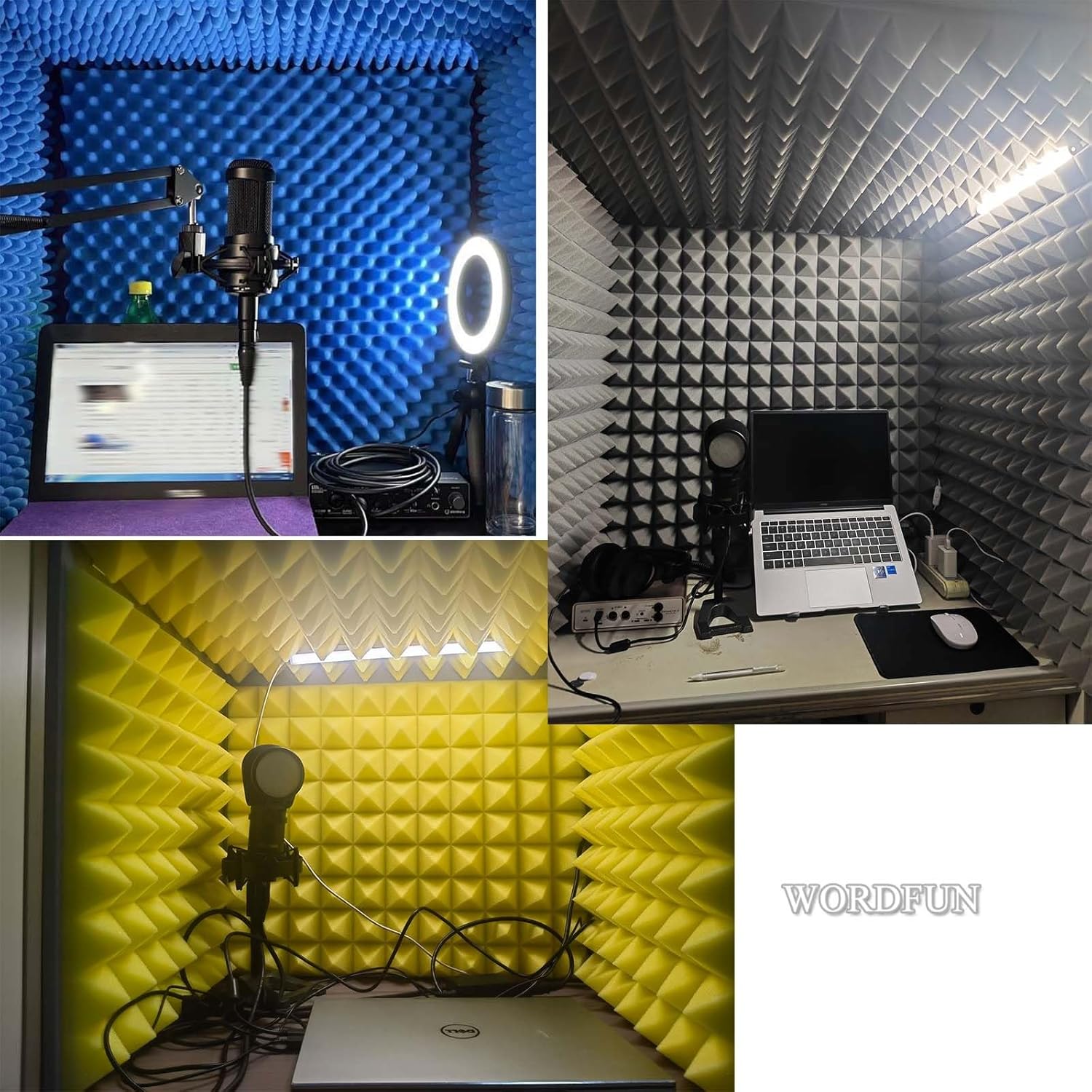 Desktop Soundproof Portable Microphone Isolation Room, Home Recording Studio, Suitable for Dubbing Learning (Gris)