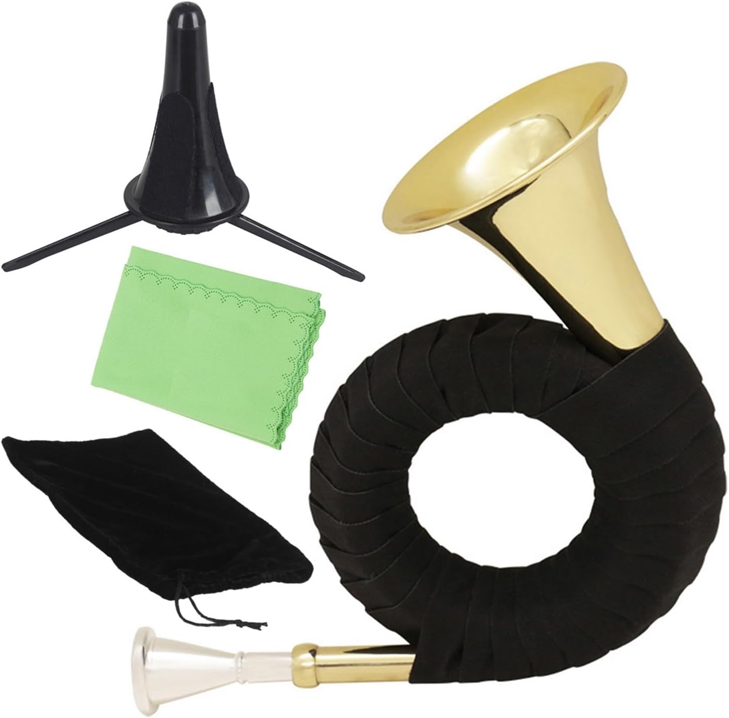 4 Key French Horn Brass Wind Instrument Bb Gold Mini With Stand(Horn Set)