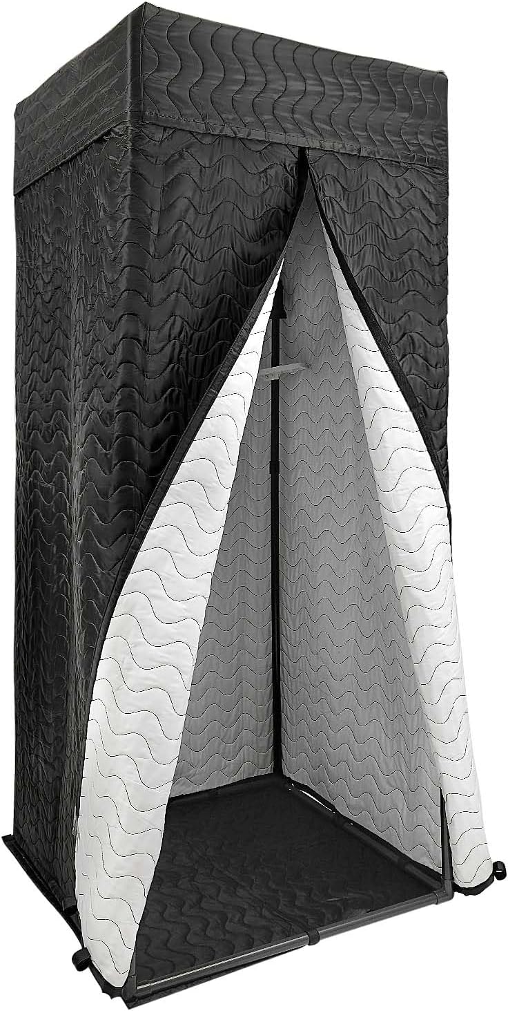 Portable Vocal Booth - Studio Grade Echo-Free Recording Booth for Voiceover, Podcast & Singing, Home Studio/Sound Isolation Booth & Travel Bag, Black