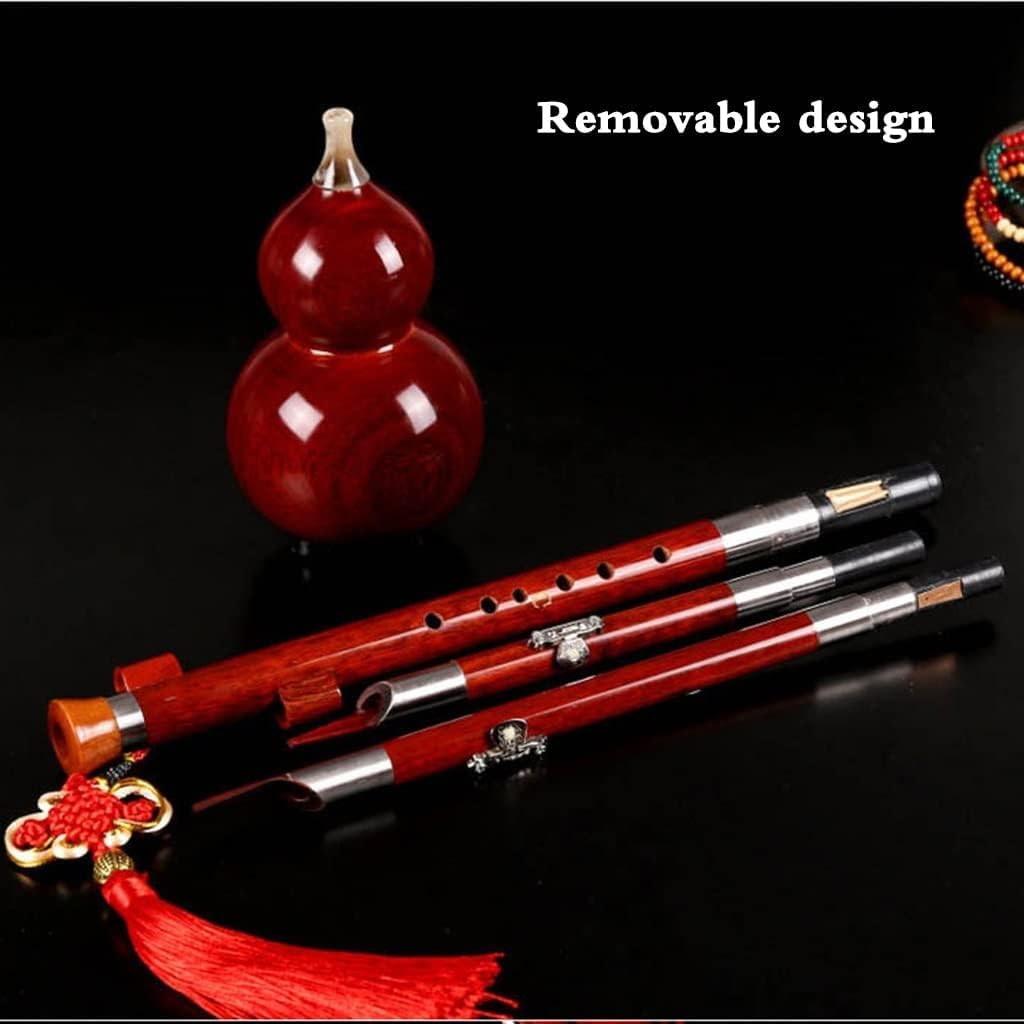 Woodwind Red Sandalwood Cucurbit Musical Instrument Beginner Adult C Level Down B Level Gourd Flute Grade Exam Entertainment Hulusi for Elders, People Who Love Music Soft Tone (Red C)