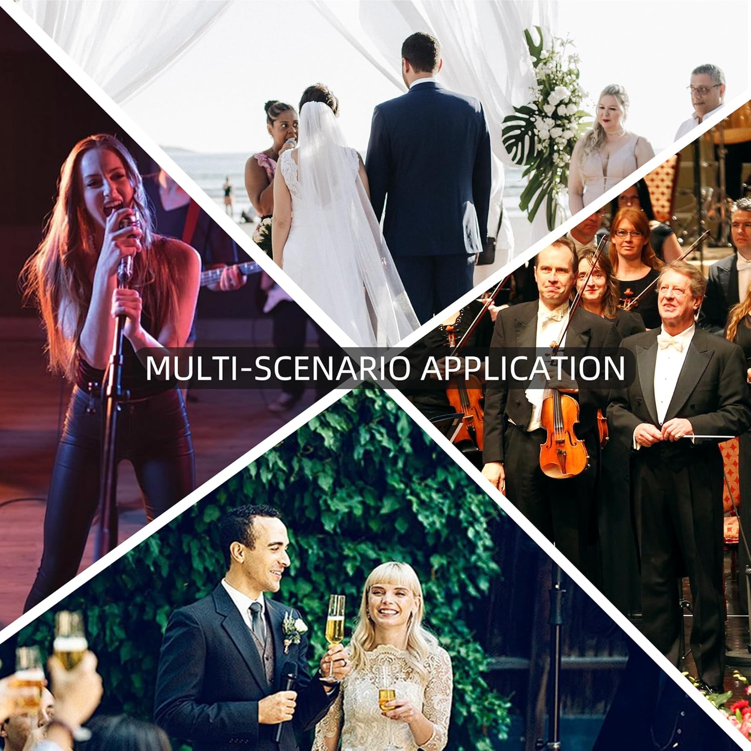 UHF Wireless Microphone Systems, 4 Channels Cordless Handheld Dynamic Karaoke Mic Set, Auto Connect 300ft Range Transmission for Singing, Karaoke, DJ Party, Church, Wedding, PA Speaker