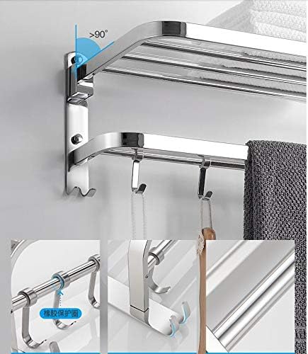 Shower Shelves Towel Rack Towel Shelf, Double Tier Towel Rail with Hooks Bathing Accessories (Color : 40 cm)