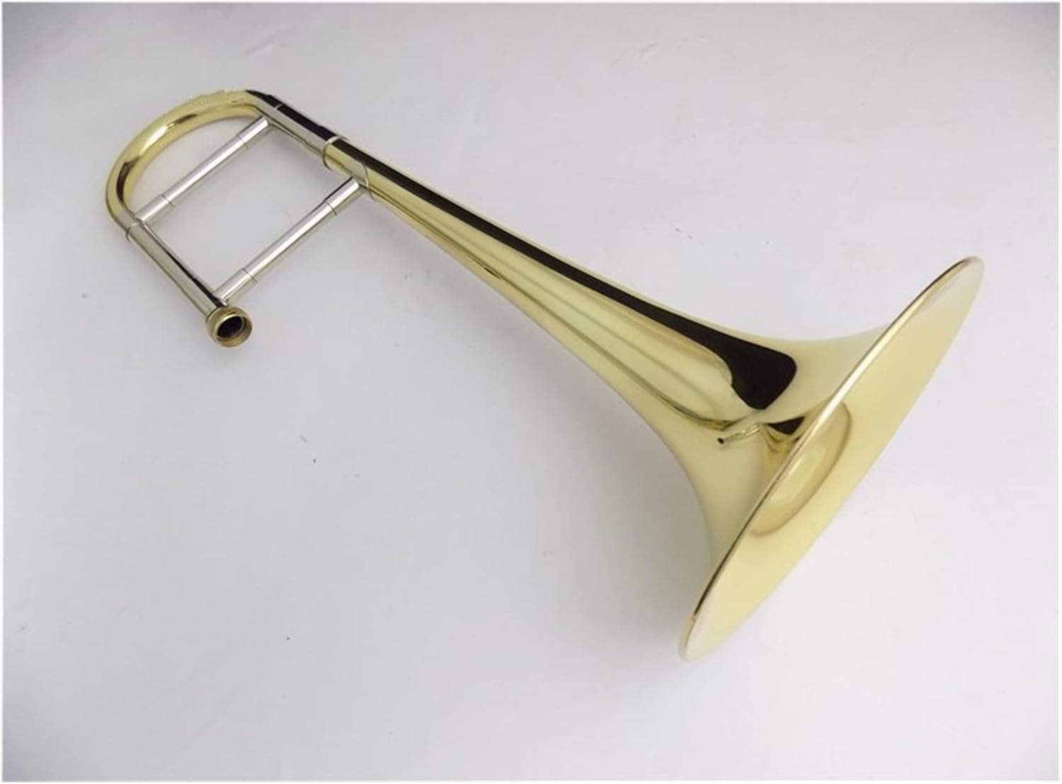 Student Trombone B Trombone Instrument, Yellow Brass Piston Trombone with Shell and Mouthpiece Trombone Kit