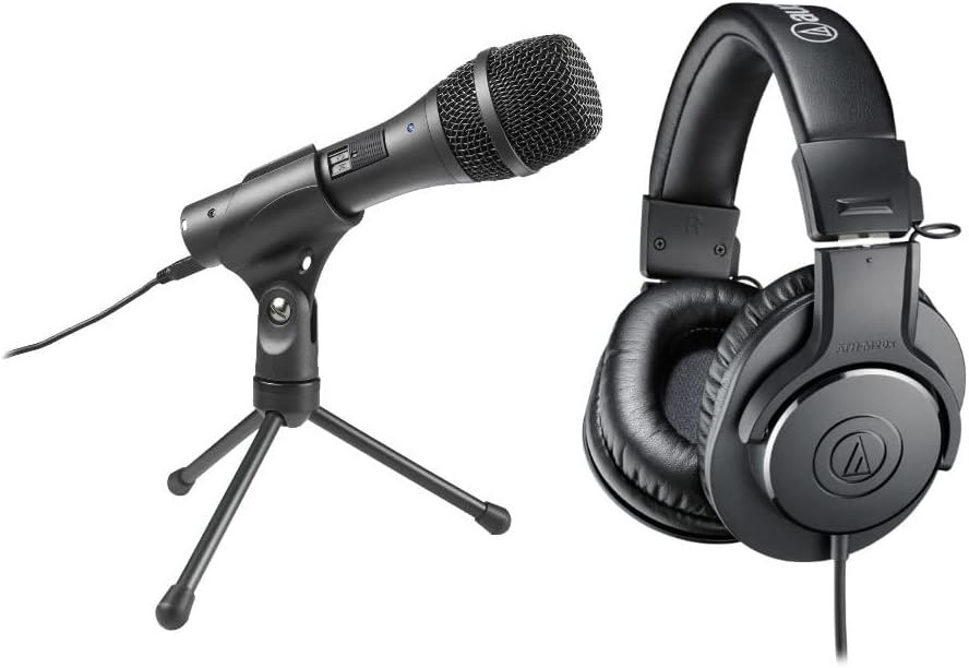 Audio-Technica AT-EDU25 Working and Learning from Home Pack with AT2005USB Cardioid Dynamic USB/XLR Microphone and ATH-M20x Headphones