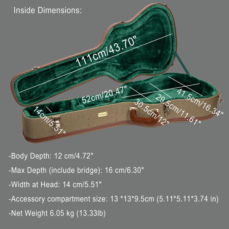 Crossrock Master Series Dreadnought Acoustic Guitar Case for Gibson J-45 / Martin D-Style | Olive Green Eco Tweed Fabric, Re-Engineered Shell, Leather Handle & Forest Green Velvet Interior(CRW720DOG)