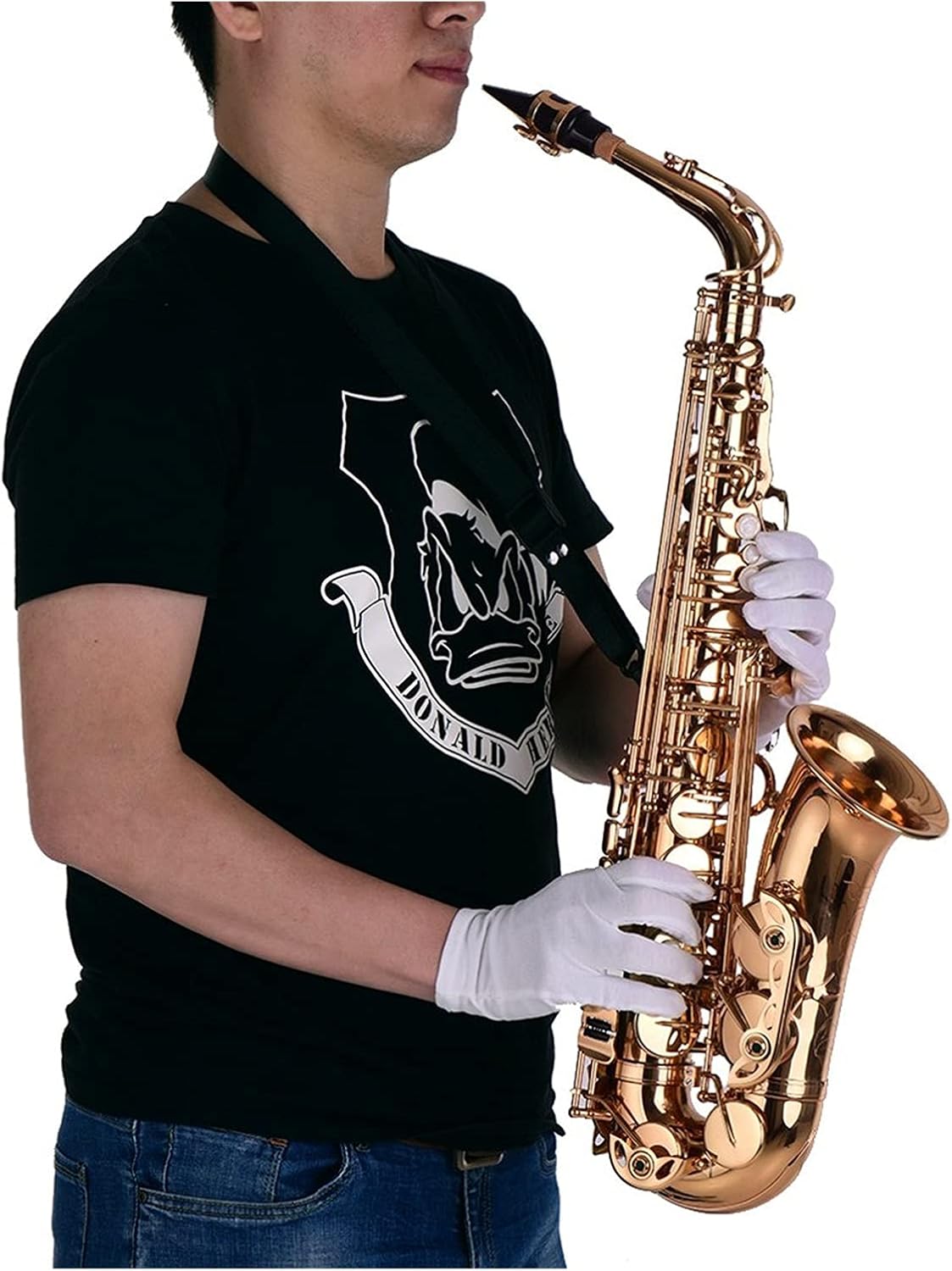 Sax Beginners Kit EB Alto Saxophone Brass Material Wind Instrument with Carry Case Gloves Cleaning Cloth Sax Straps Tuner Wind Instrument