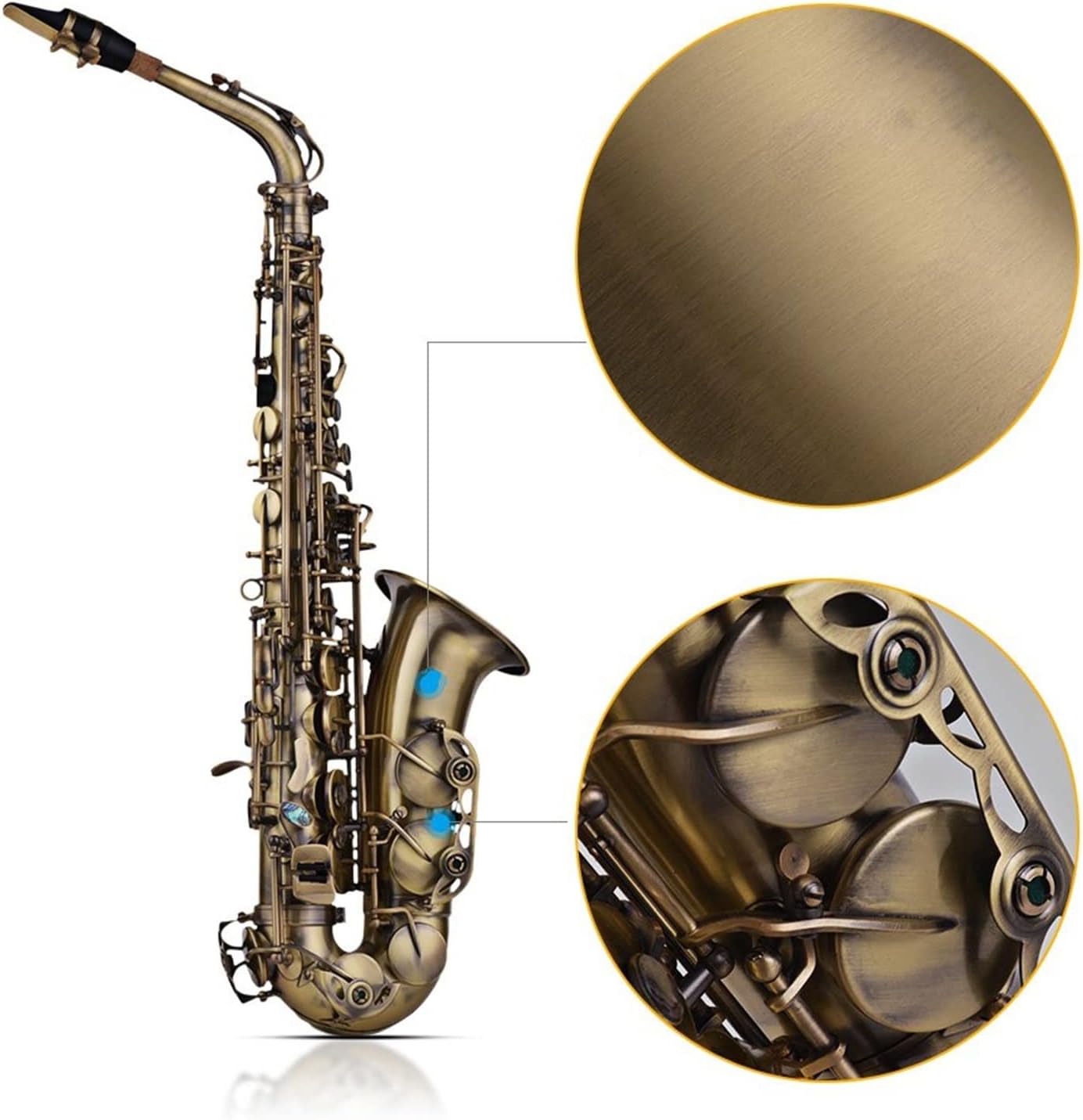 EB E-Flat Alto Saxophone Sax Shell Key Carve Pattern Woodwind Instrument with Case Other Accessories