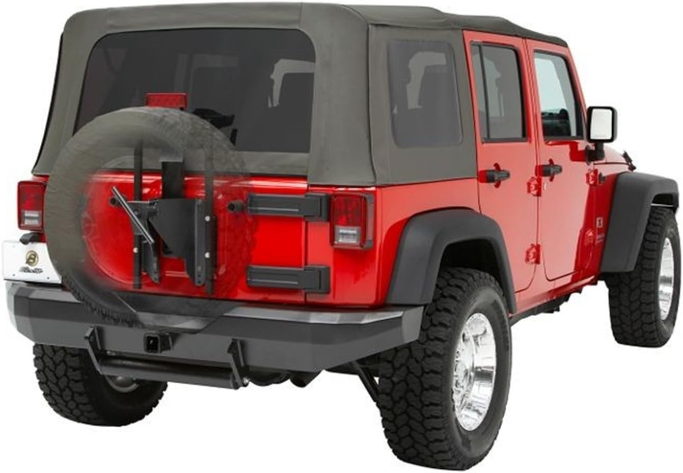 Bestop 6196101 Black HighRock 4x4 Oversize Tire Carrier for 2007-2018 Wrangler 2-door & 4-door