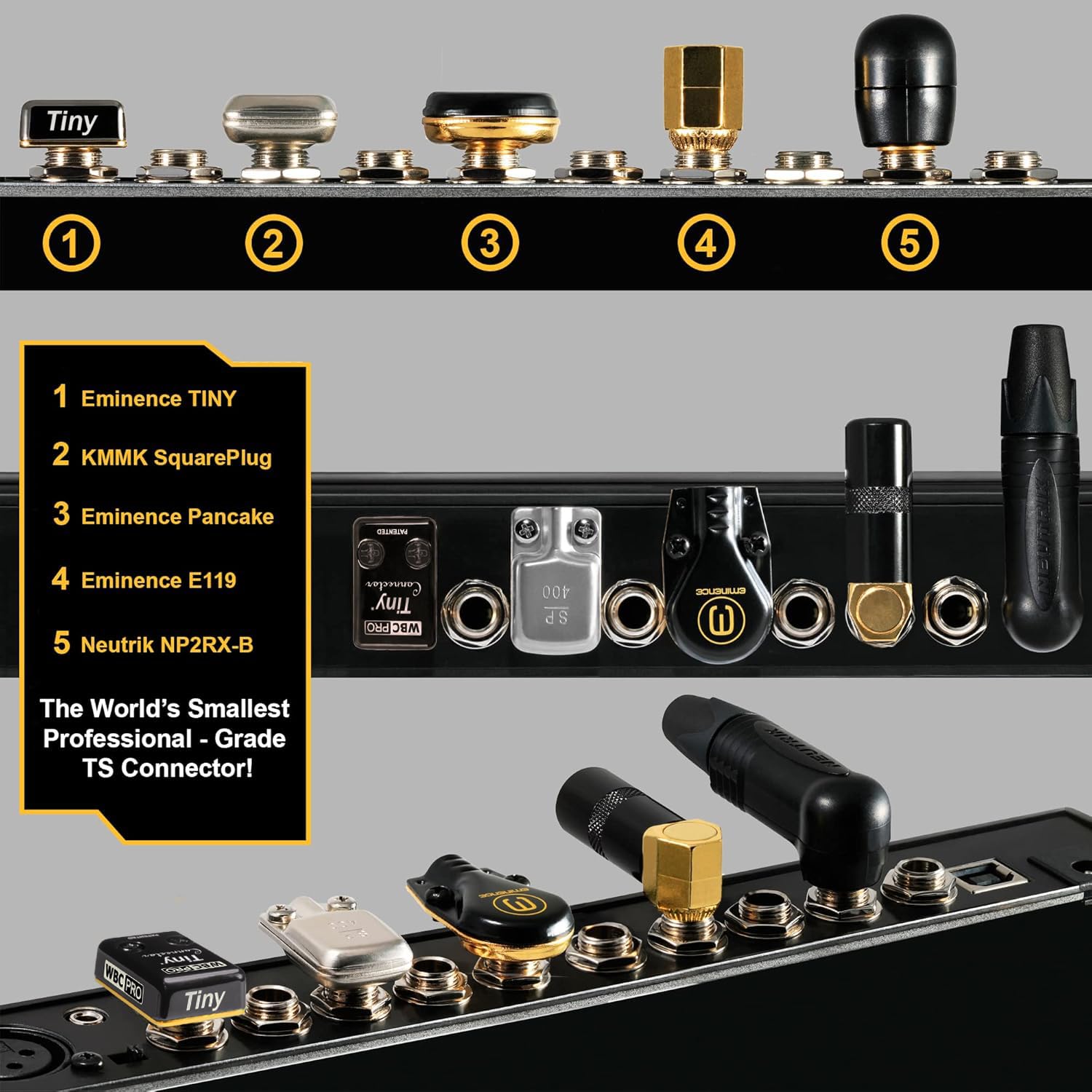 6 Units - 10 Foot - WBC-PRO-Pedal – 22 AWG - Low-Cap (18pF/ft) – Pro-Grade – Graphite-Based - Dual-Shielded Pedal, Effects, Patch, Instrument Cable with Eminence Tiny Gold Plated Angled TS Connectors