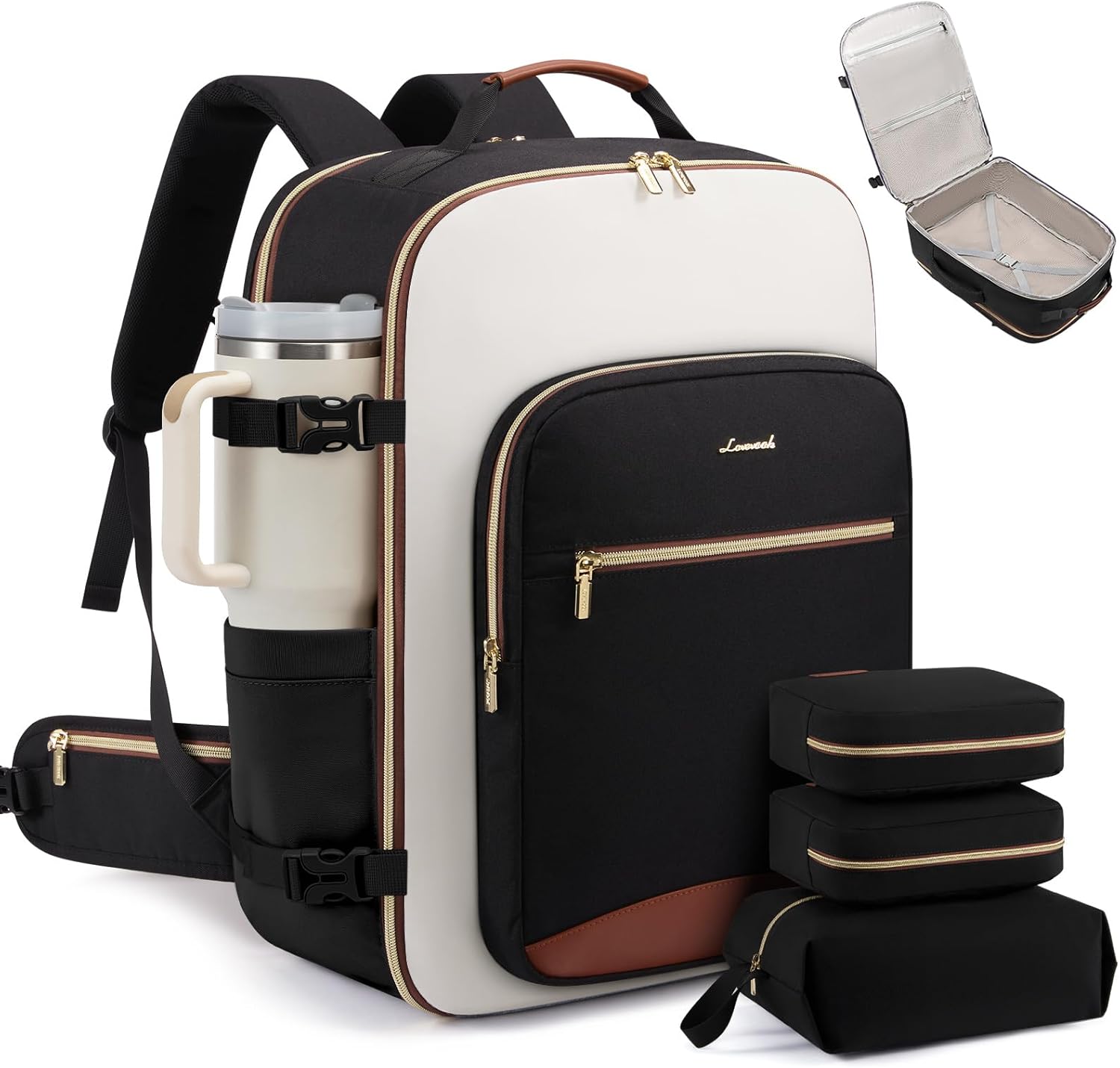 LOVEVOOK 56L Travel Backpack for Women & Men, Airline Approved Carry On Luggage with 3 Packing Cubes, TSA Overnight Bags, Waterproof Personal Item Bag, Weekender Essentials Backpacks fits 17