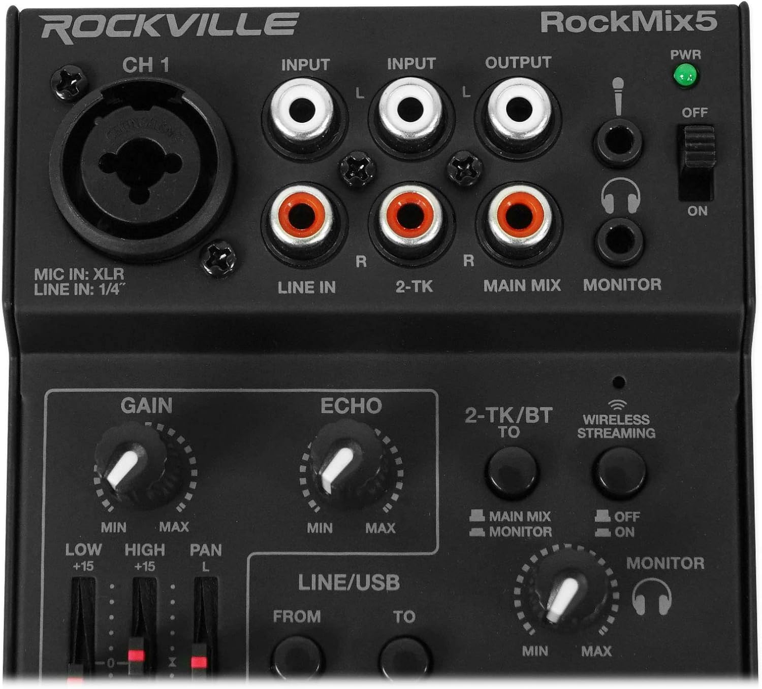Rockville RockMix 5 USB Computer Recording Interface Mixer w/Bluetooth, Echo, EQ
