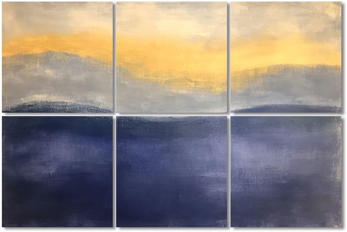 6 Pack Art Acoustic Panels Sound Absorbing Modern Style Abstract Hills Sunset Sky Ethereal Horizon Blended Colors Decorative Soundproof Wall Panels Self Adhesive for Recording Studios Office 72