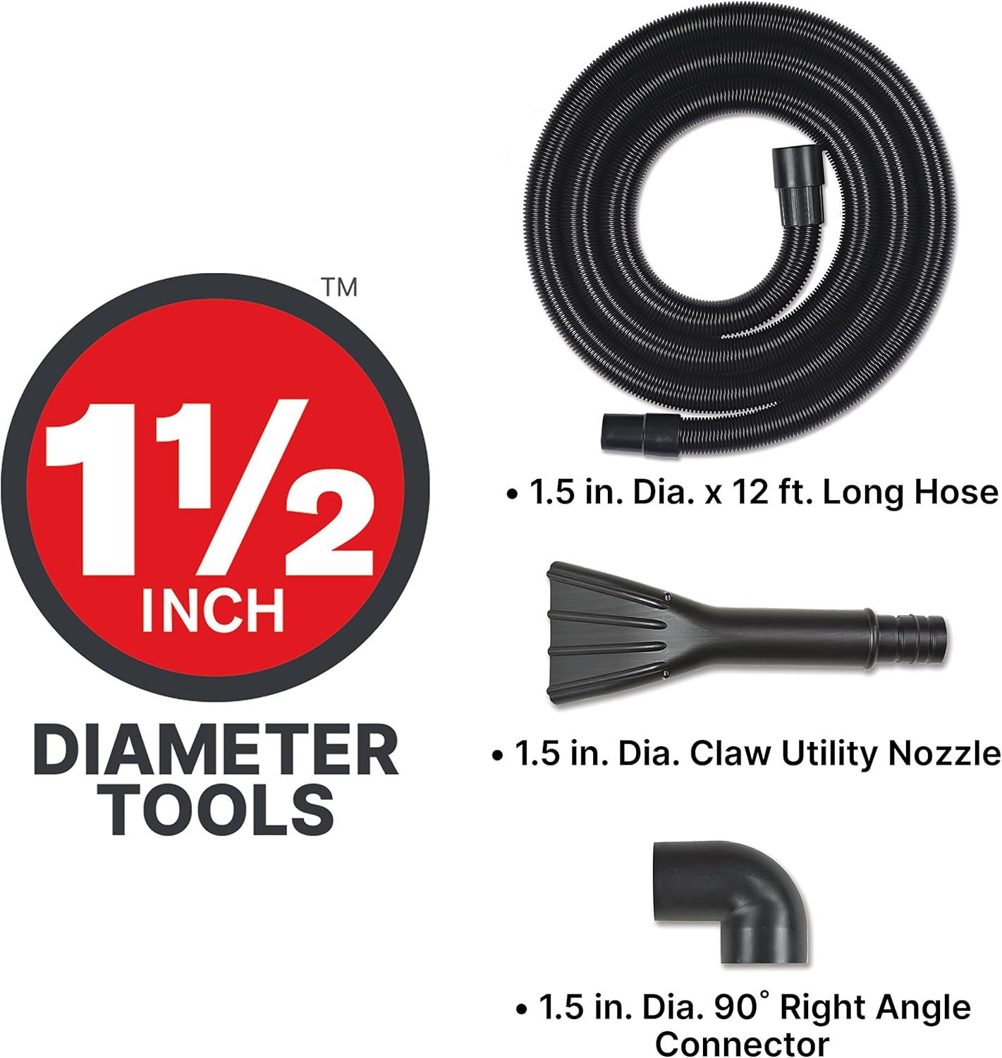 Shop-Vac 9700606 55 Gallon Drum Two-Stage Wet/Dry Head Assembly, 3.0 Peak HP, 1.5 Inch Diameter x 12 Foot Crush-Resistant Hose, 35 Ft Cord Length, For Heavy-Duty Wet/Dry Pickup With Blower Feature
