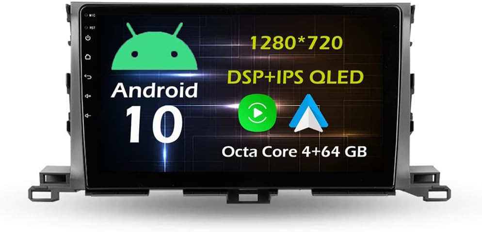 10.1'' Android Car Stereo Radio for Toyota Highlander 2015-2017 Octa Core Android 10.0 Touchscreen Headunit Supports GPS Navigation Carplay Android Auto Bluetooth SWC WiFi Backup Camera-4+64