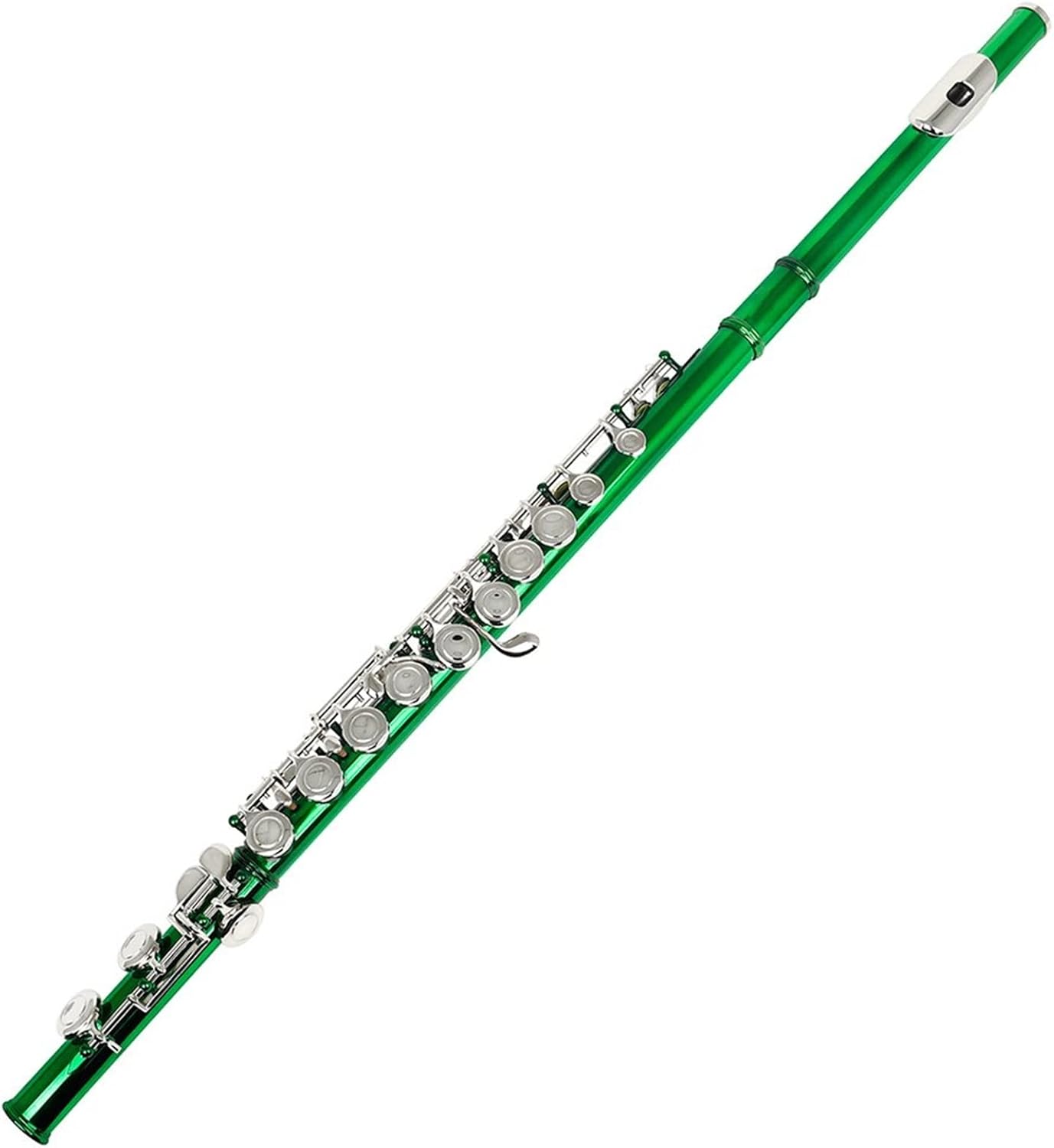 Flute Kit Cross Flute 16 Holes Closed Hole Green Transverse Flute C Tone Cupronickel Woodwind Musical Instrument with Accessories Intermediate Flute