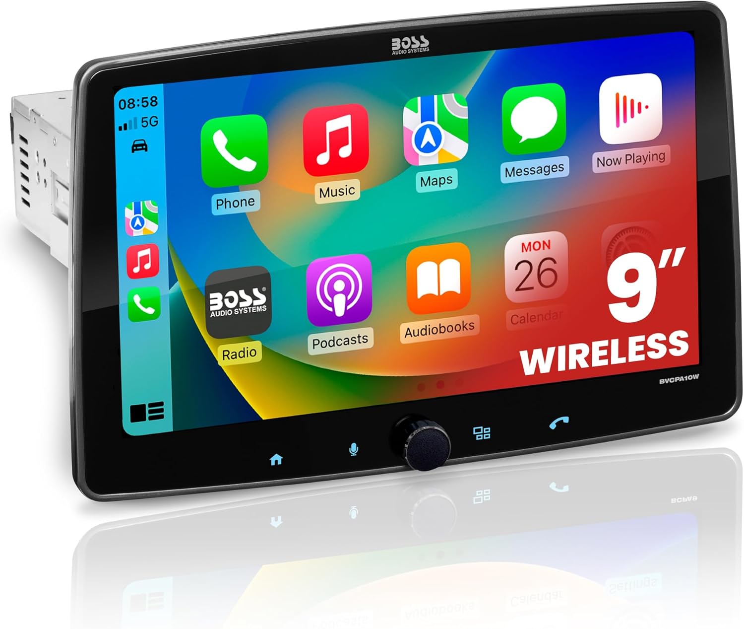 BOSS Audio Systems BVCPA9W Car Stereo, Wireless Apple CarPlay & Android Auto, 9 Inch Single Din Touchscreen, Bluetooth Audio and Calling Head Unit, No CD DVD Player, Radio Receiver